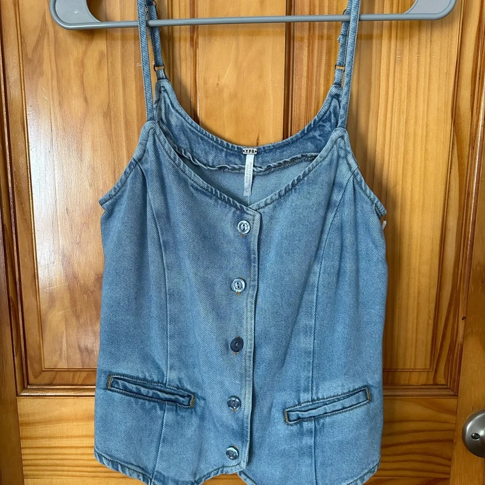 NWT young, fabulous & broke Button-Up Denim Vest - Picture 11 of 11